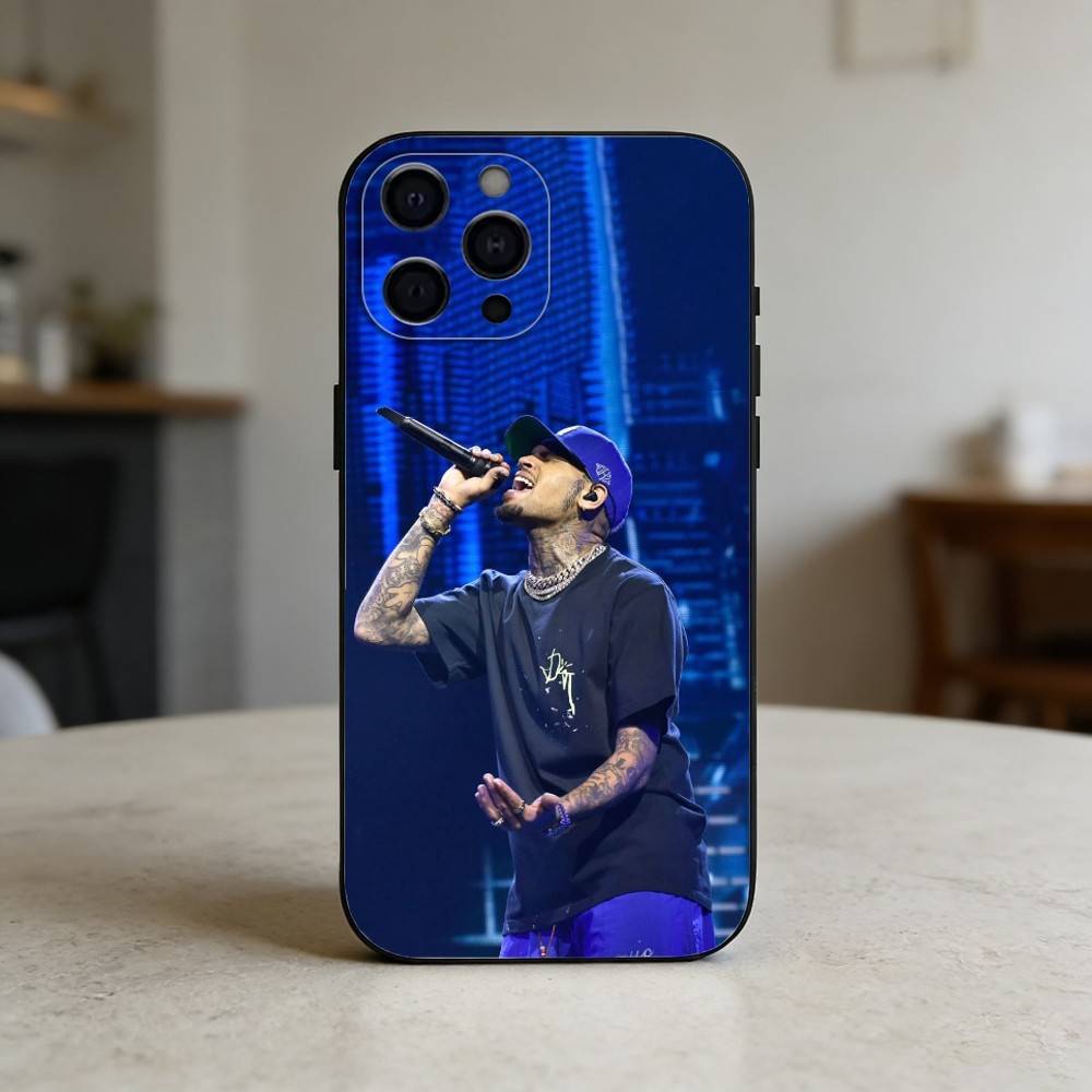 C-Chris Brown Phone Case For iPhone 17,16,15,14,13,12,11 Plus,Pro,Max,Mini Silicone black Soft Cover