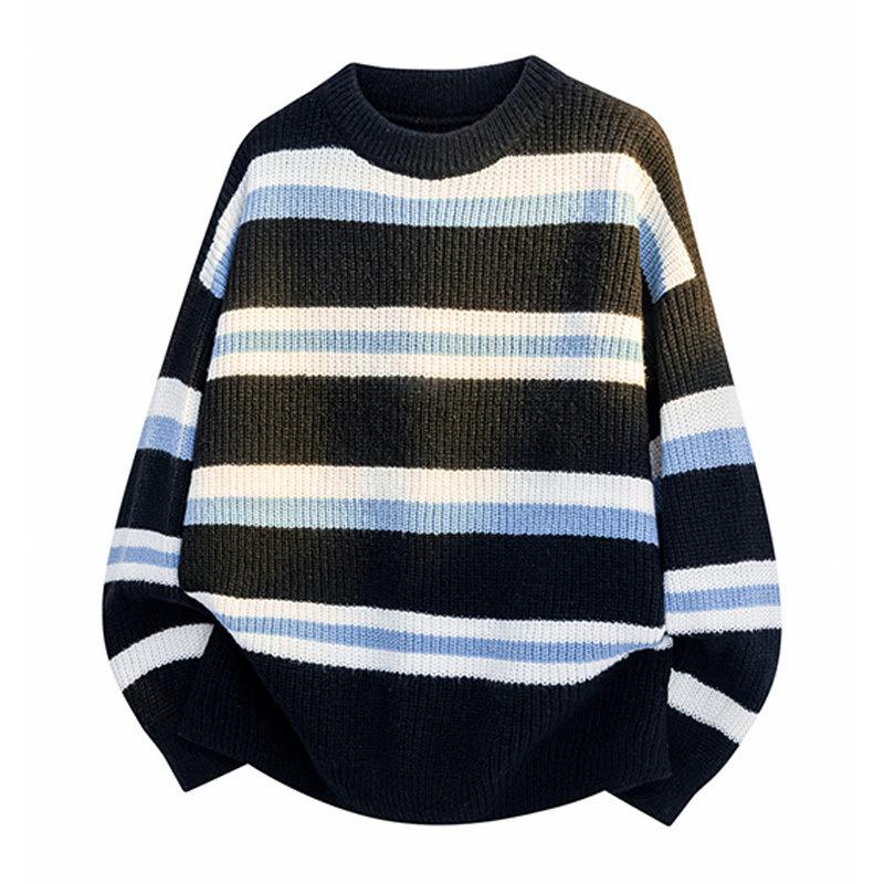 Pullovers Long Sleeves Sweaters Unisex Men's Jumper Couple Paragraph Winter Men's Korean Wear Knitted Cardigan Men's Stripes Round Neck Men's Tops