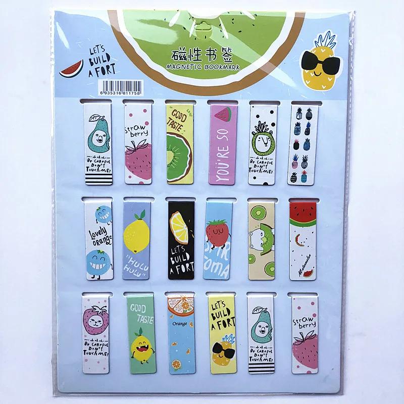 18pcs/set Colorful Cats Kawaii Flowers Magnetic Bookmarks Stars Cartoon Animal Sakura Daily Magnet Book Mark For Children Kids