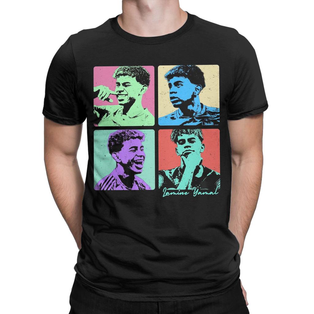 Lamine Yamal Vintage Football Graphic T Shirt Y2k Oversized Unisex Crewneck Short Sleeve Casual Birthday Gift Streetwear Fan Tee