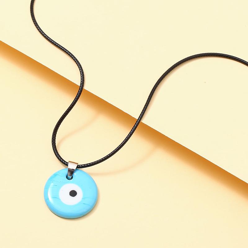 Retro Blue Evil Eye Pendant Necklace for Women