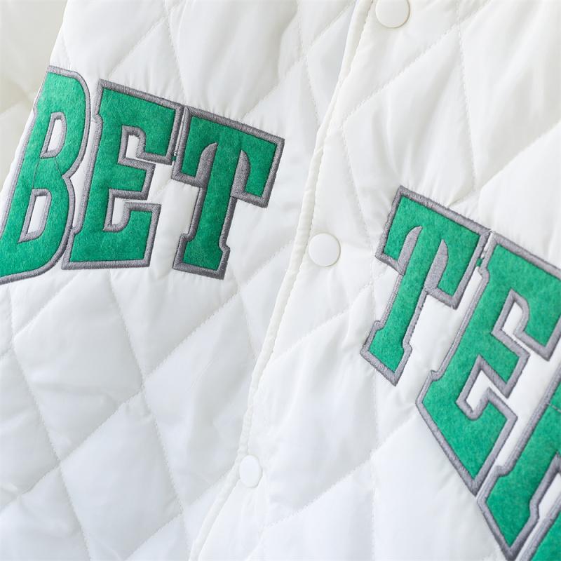 Vintage Quilted Coat Autumn Winter Jacket for Women Oversized Loose Couples Outerwear Letter Warm Argyle Jackets