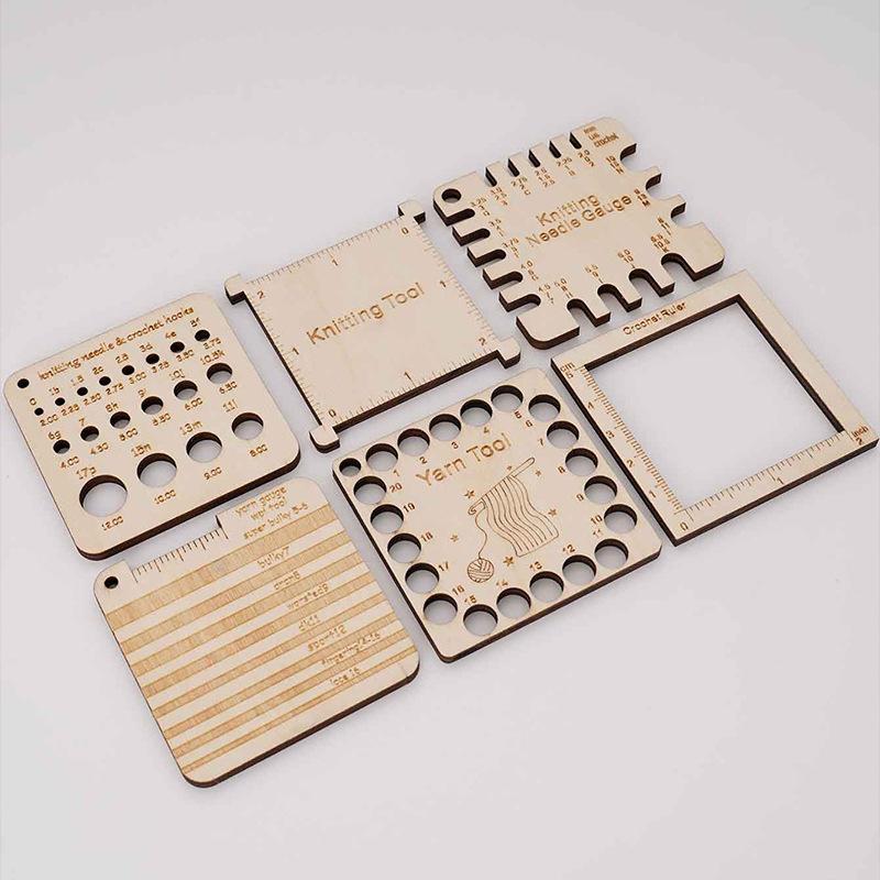 Pengukur Jarum Rajut Kayu Pengukur Jarum Jahit Persegi Alat Rajut dan Jahit