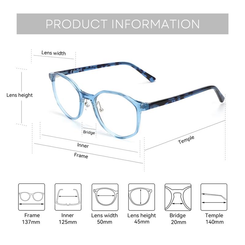 ZENOTTIC Casual Geometric Round Optical Prescription Eyeglasses Frames for Men Women Ultralight Acetate Spectacle Frame