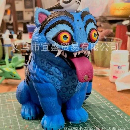 

15cm Kpop Demon Hunters Tiger Figures Cute Anime Tiger Resin Sculpture with Bird Fantasy Home Garden Courtyard Decor Ornament