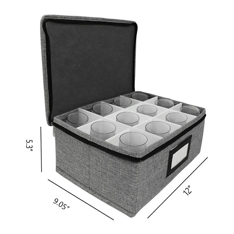 Wine Glass Storage Box Holds 12 Standard Size Glasses With Dividers Carry Handles Included