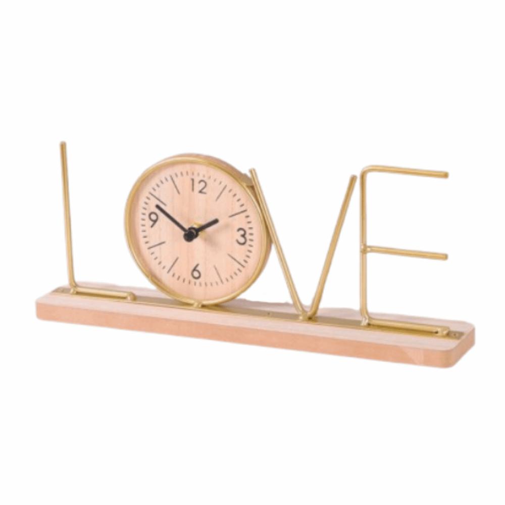 Minimalist Iron Craft Clock Creative Wood Retro Clock Simple European Desk Clock  Office Decor