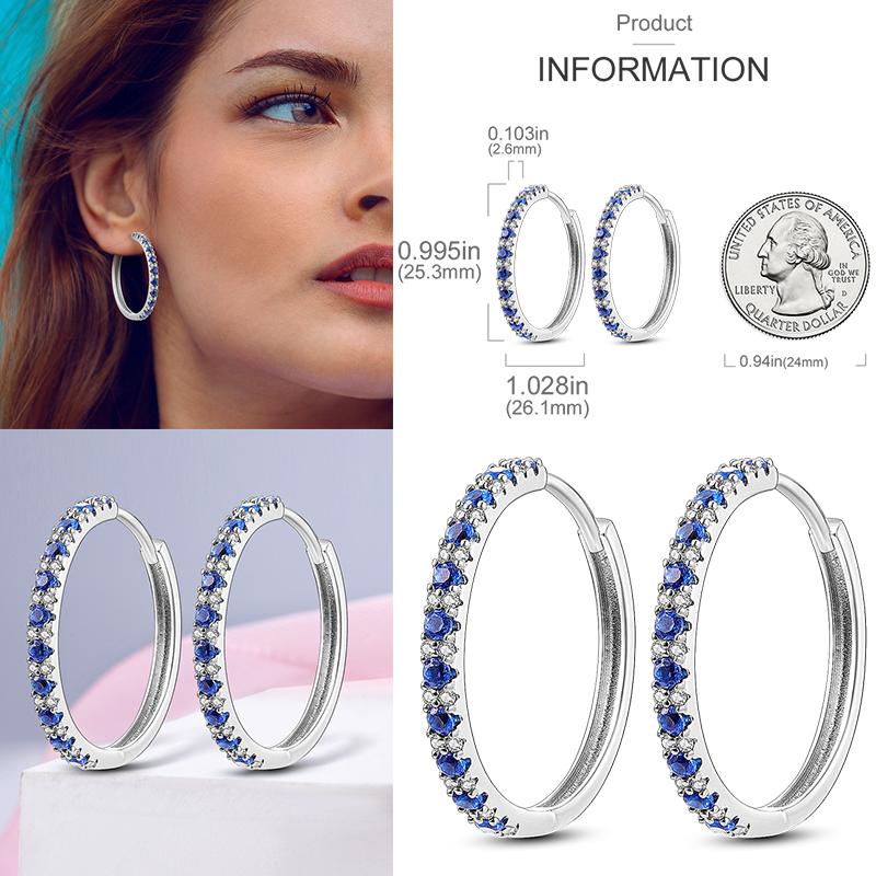 2024 Earrings For Women 925 Sterling Silver Colorful Double Hoop Earrings Fashion Birthday Party Wedding Engagement Jewelry