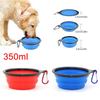 350ML Dog Food Bowl Feeder Cat Drinking Water Folding Silicone Pet Travel Bowls Foldable Cup Dish With Carabiner Pet Supplies