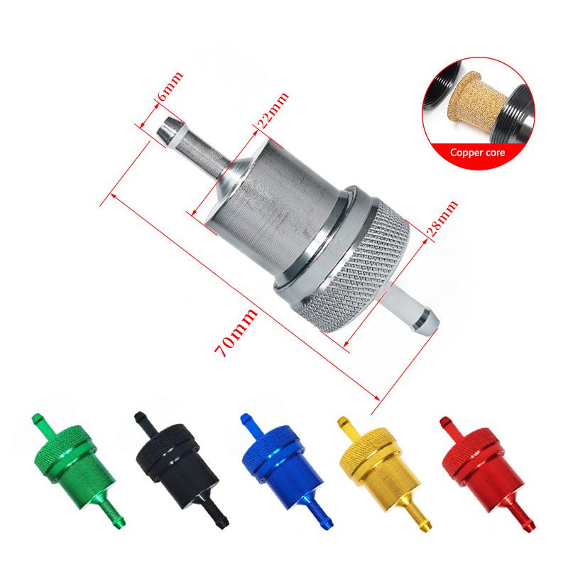 Motosiklet Evrensel Alüminyum Alaşımlı Kabuk Bakır Çekirdek Yağ Filtresi Dirt Pit Bike Benzin Hattı Yakıt Filtresi İçin Uygun