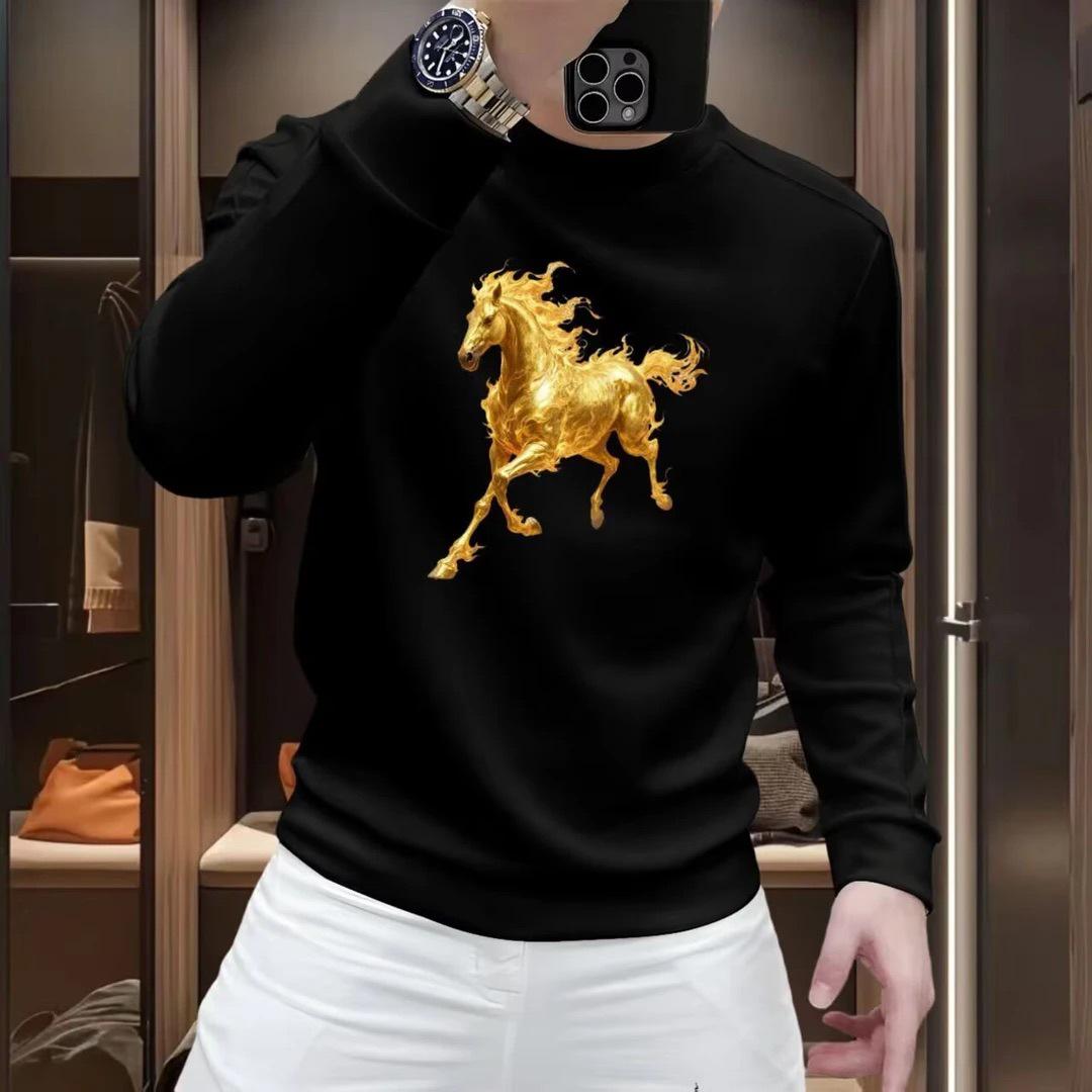 2026 Year of the Horse Red Hoodie - Men s Festive Zodiac Slim Fit Casual Top L
