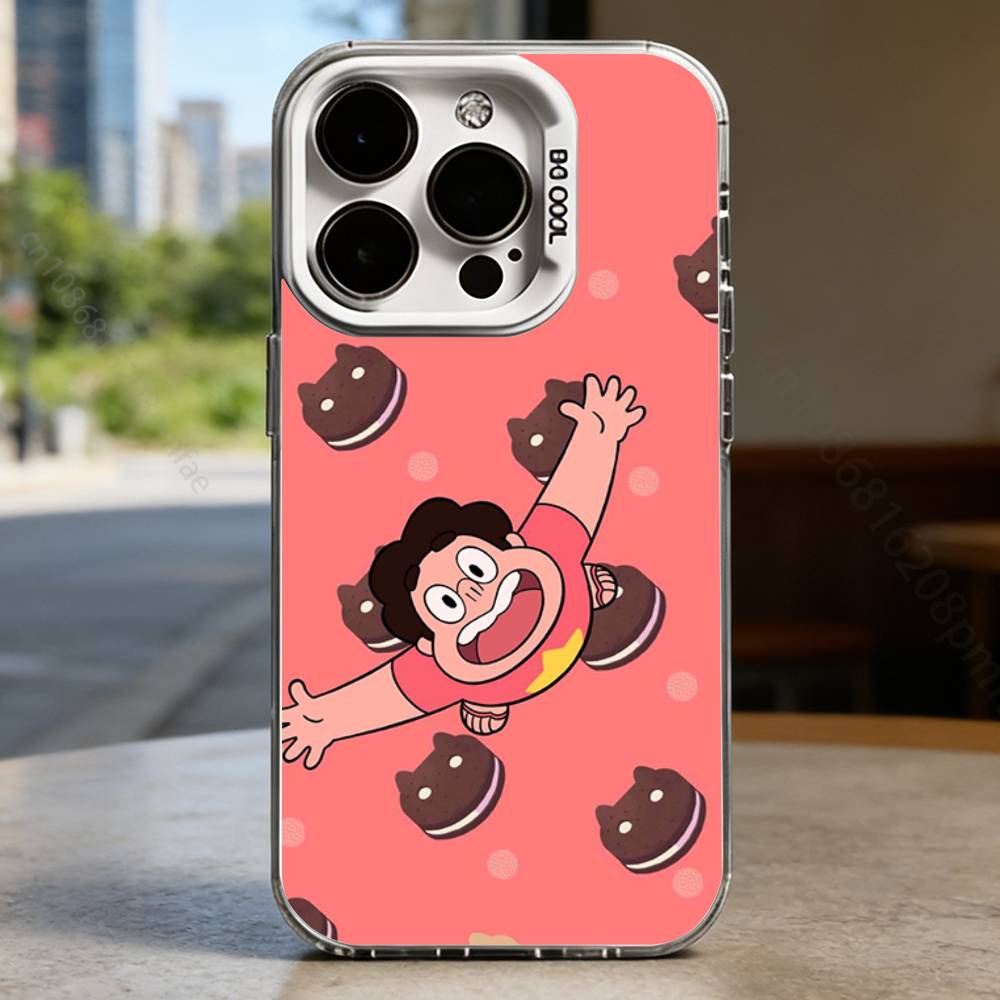 Cartoon S-Steven Universe White Shockproof Phone Case For iPhone 17,16,15,14,13,12,11,Pro,XS,Max,Plus,Mini,SE