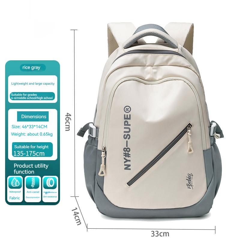 

Рюкзак великої місткості, легкий, простий, полотняний рюкзак, студентський шкільний рюкзак, нейлоновий студентський рюкзак на блискавці сірий