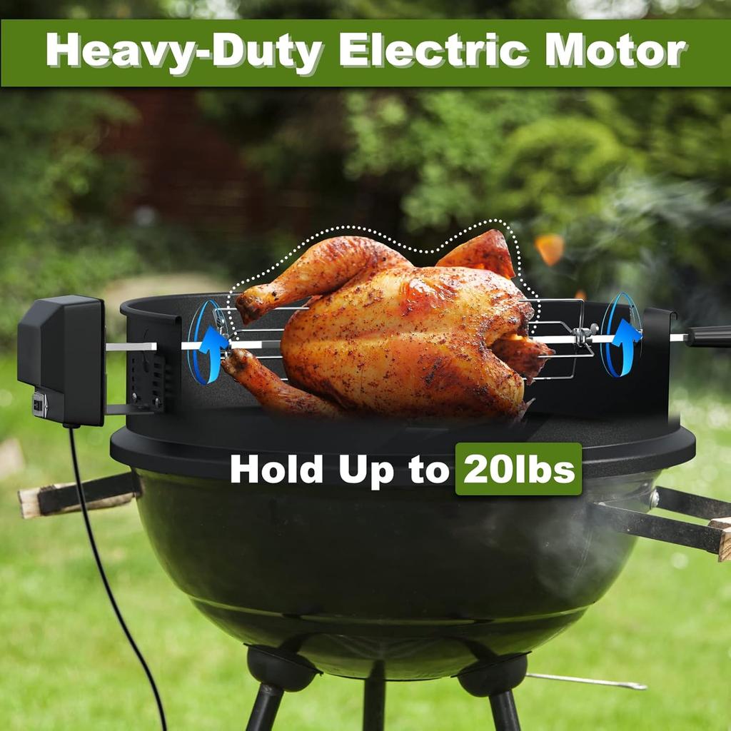 SHINESTAR Upgraded Rotisserie Kit for All Weber 22-Inch Kettle Charcoal and Other Similar Size Grills, Sturdy & Well Balanced, Part# 2290
