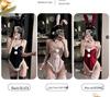 Velvet Bunny Girl Open-Crotch Bodysuit - Sexy Christmas Lingerie Set