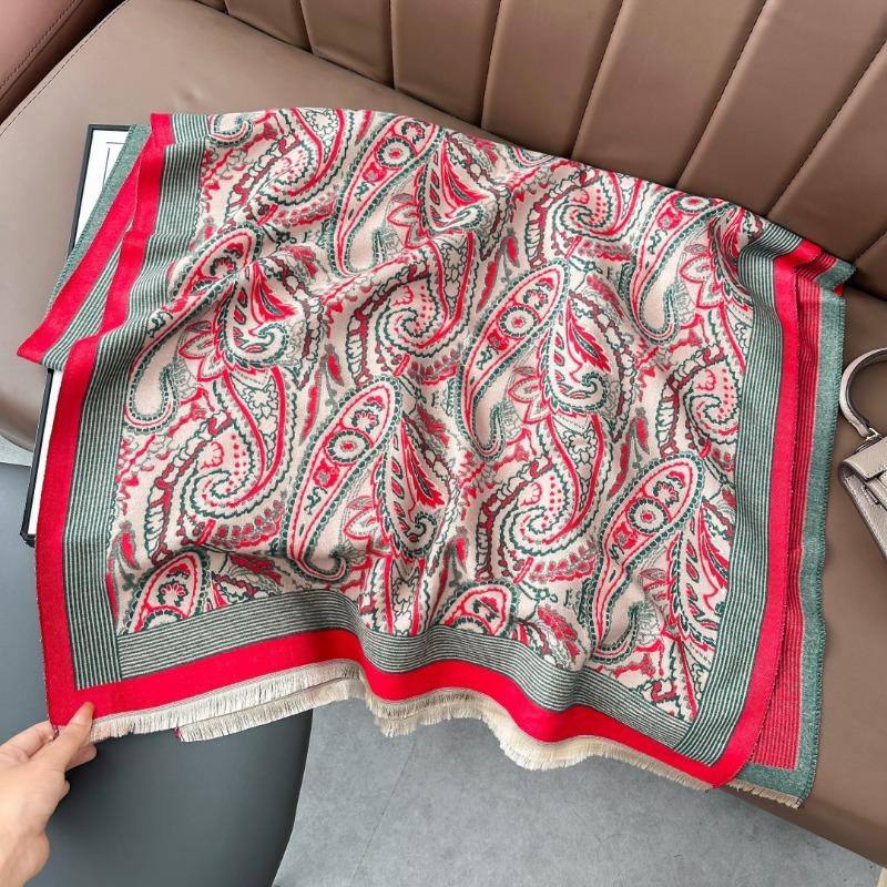 Women Winter Vintage Thickened Warm Imitation Cashmere Jacquard Versatile Scarf