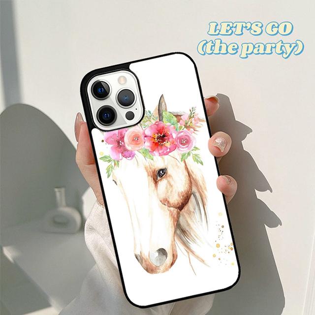 Autumu Horse Watercolor Flowers Phone Case Cover for iPhone 17 Air 16 16e 15 12 11 13 14 Pro Max Apple Plus Coque