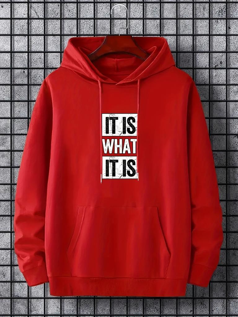 Men's Polyester Machine Washable Long Sleeve Pullover Sweatshirt with Kangaroo Pocket Perfect for Fall  Winter