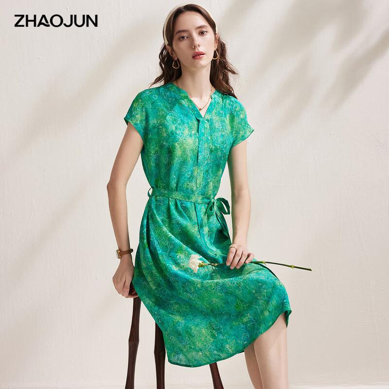 Zhaojun 2026 Women s Mulberry Silk Short-Sleeve Dress L