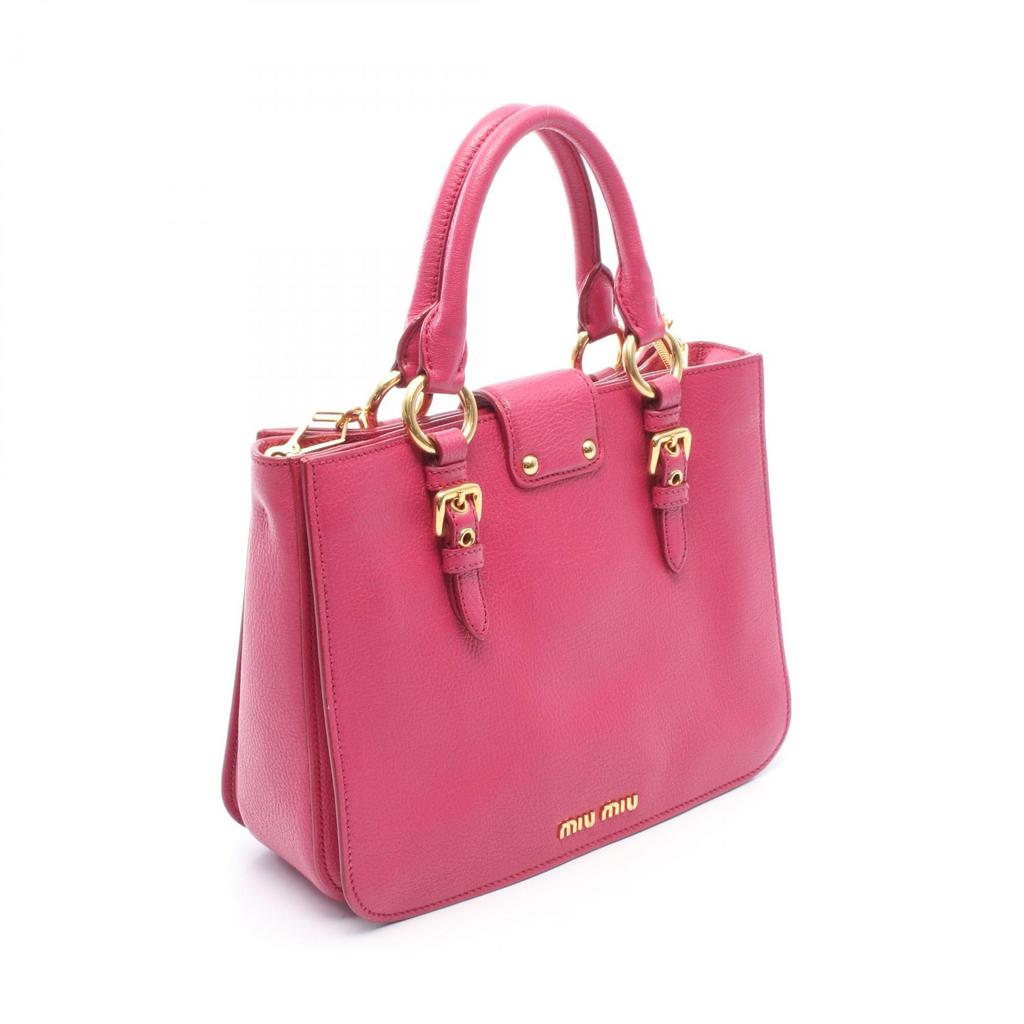 Used Miu Miu Madras 2WAY Handbag leather Pink Used Women