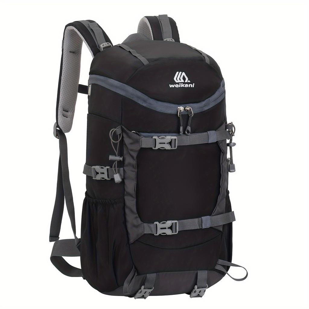 Men's Outdoor Camping Backpack With Trekking Poles Fixed Strap, Large Capacity Travel Hiking Mountaineering Bag, Multi-functional Knapsack