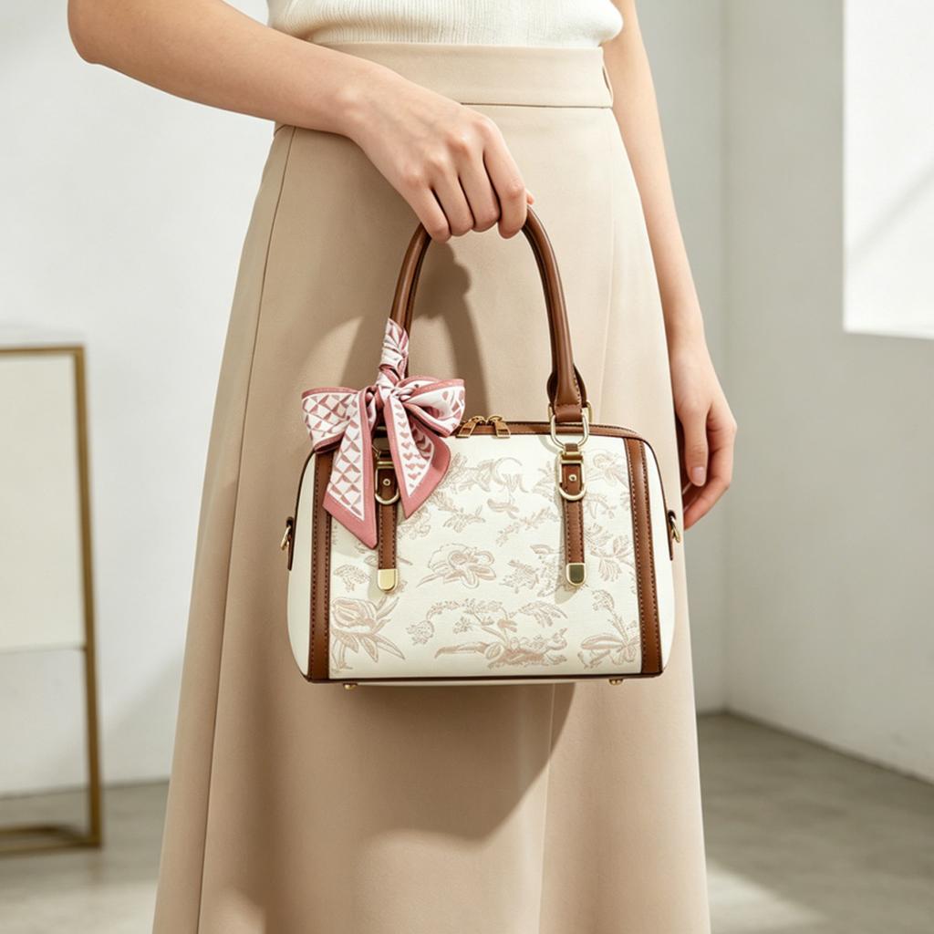 Exquisite Oriental Embroidery Daily Handbag For Middle Aged Ladies, Multi-purpose Top Handle Shoulder Crossbody Gift Bag