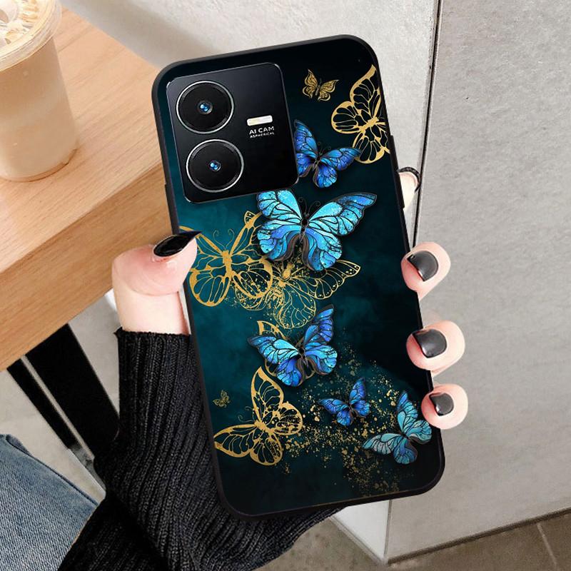 For Vivo Y22 4G Case Wolf Cat Soft Silicone Shockproof Phone Cover For Vivo V2207 V2206 Y22s Y 22 Y 22S Cases 2022 Black Bumper