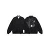 Unisex Oversized Embroidered Letter Bomber Jacket Casual Streetwear Windproof Warm Cotton Blend Outerwear