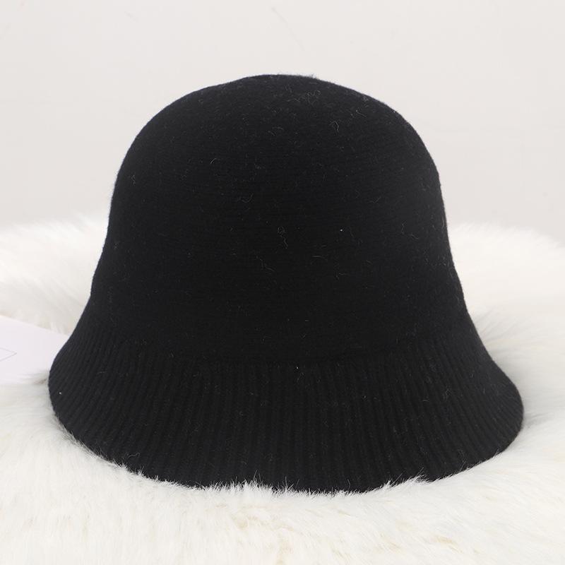 Premium Desk Lamp Hat, Girl Temperament, Elegant Solid Color Basin Hat, Winter Warm Plain Face Bucket Hat, Wool Bucket Hat