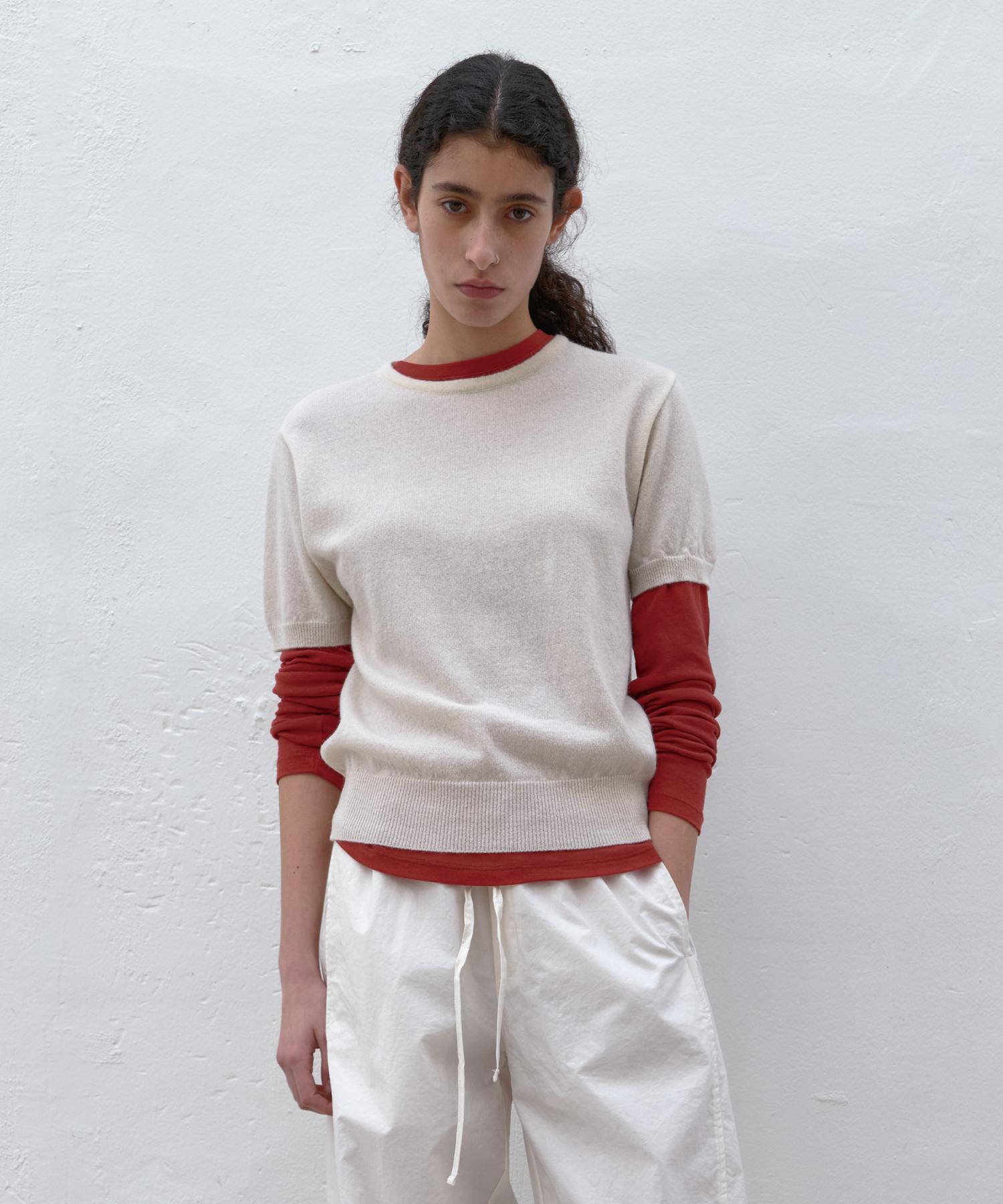 Poser Wool Round Short Sleeve Knit (Cream) Cream/Free