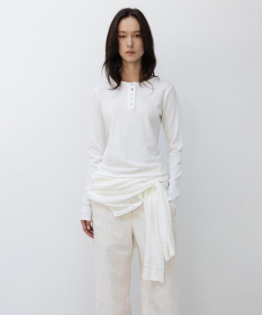INSILENCE WOMEN Natural Henley Neck Long Sleeve Ivory