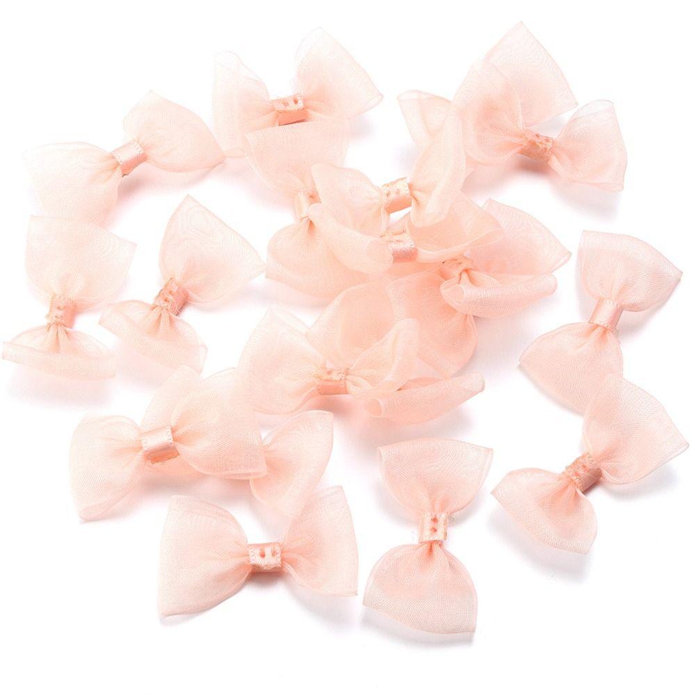 20PCS 2.5*5cm Size Colored Ribbon Bows Colored Small Size Gauze Ribbon Bows Handwork DIY Gauze Ribbon Sewing Craft Bow
