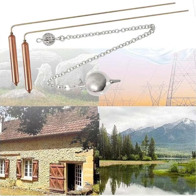 2Pcs Professional Copper Dowsing Rod,Divining Rods with Pendant Copper Divining Rod Sensitive Ground Exploration Tool