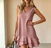 European and American women's polka dot ruffle edge sleeveless dress summer fashion new v-neck loose dress women