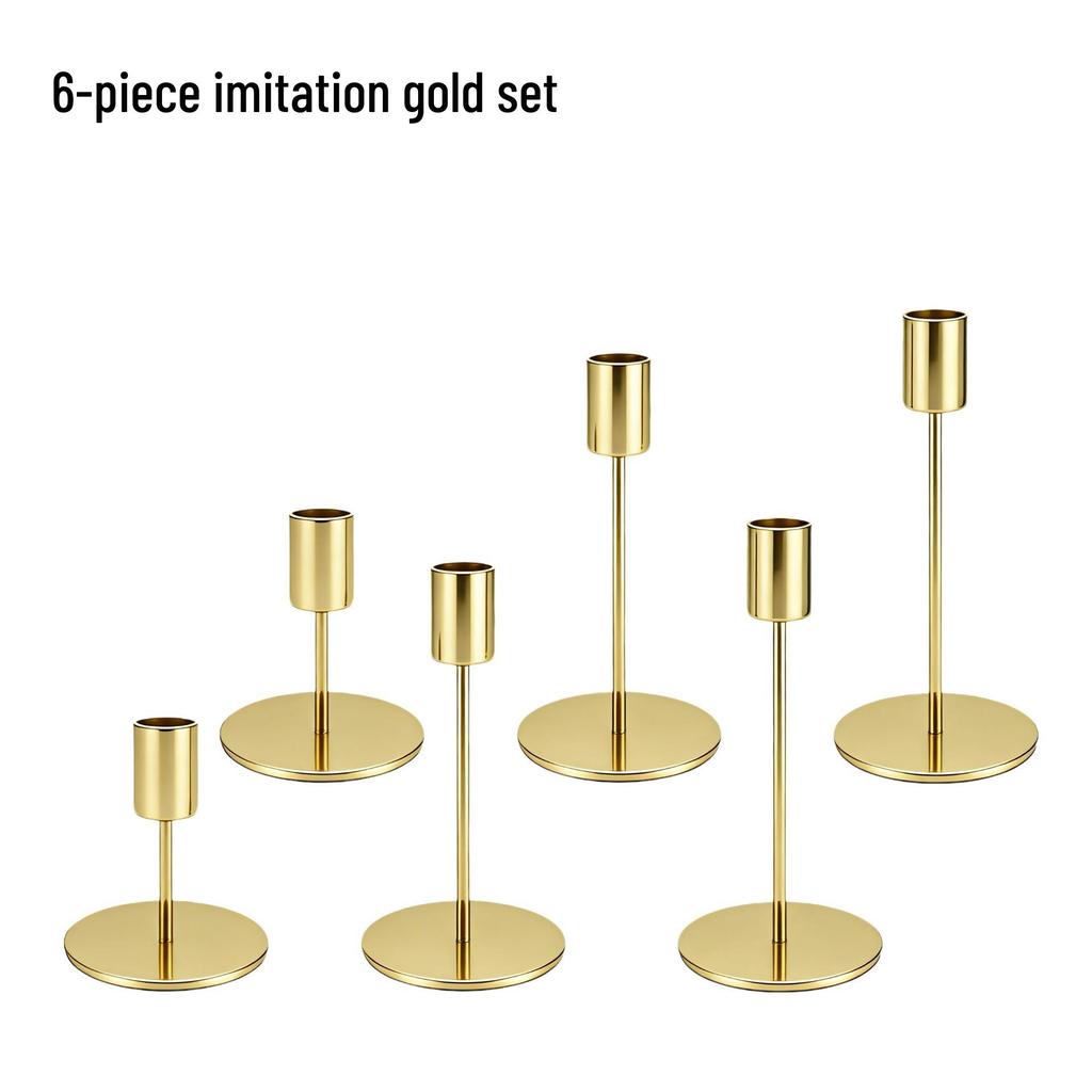 European Style Gold Iron Art Metal Candlestick Ornament