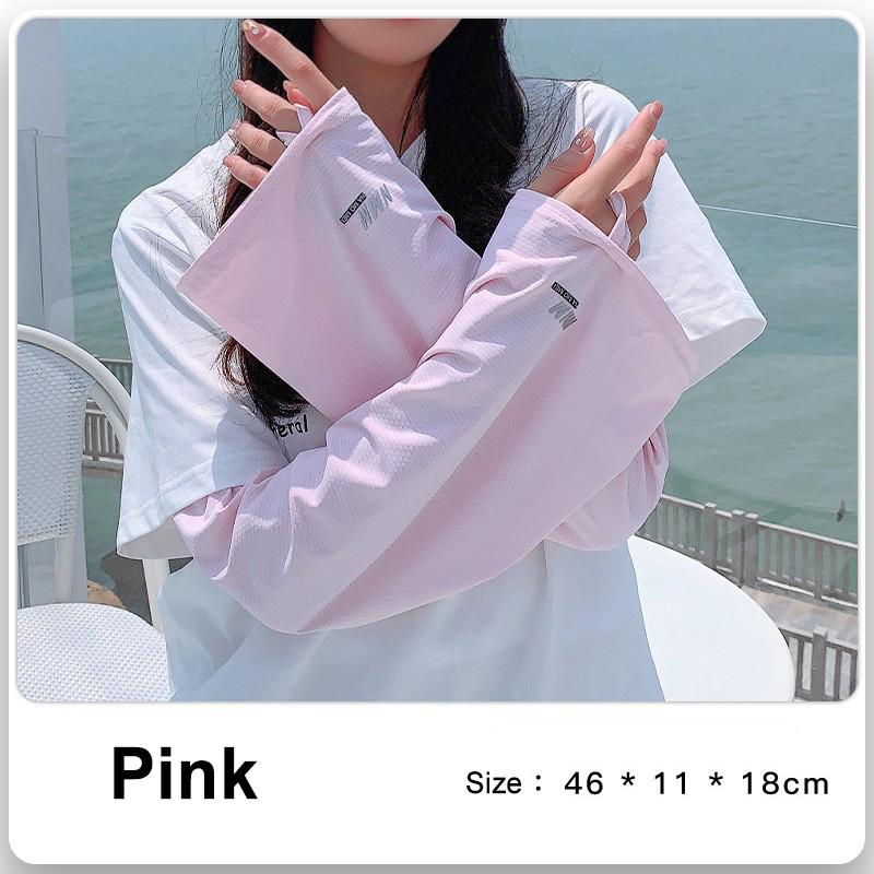 1 Pairs Summer Arm Cover Cool Ice Silk Sports Solid Color Loose Sun Protection Arm Sleeves Half Finger Gloves Arm Guard Cuff