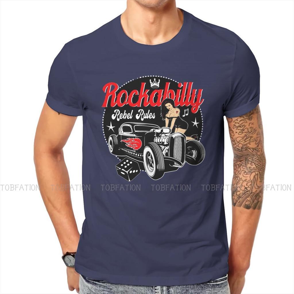 ZX Rockabilly Musique Hot Rod Sock Hop Danse Vintage Rock and Roll Essentiel T-shirt Vintage Coton Hommes T-shirts Harajuku Col Rond T-shirt