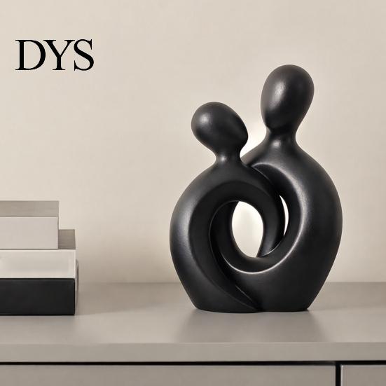 Figurina di Coppia Romantica per Arredamento Casa Statua Astratta, Decorazione in Resina Dorata, Accenti Creativi Moderni da Tavolo Scultura Centrale per Ingresso