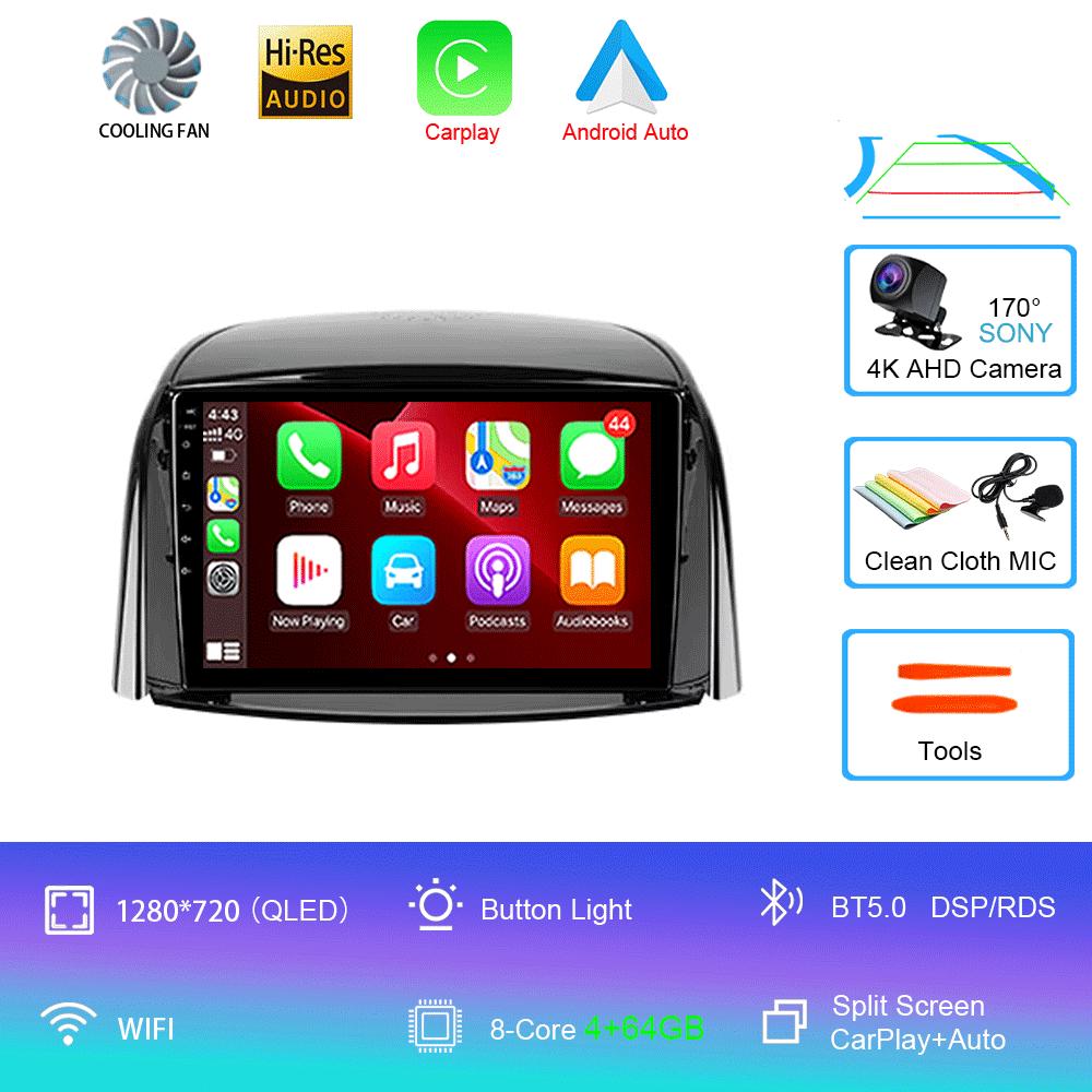 Car Radio Android 14 Carplay For Renault Koleos 2008 - 2016 Navigation Multimedia Player Stereo WiFi+4G Video Auto DVD 360Camera
