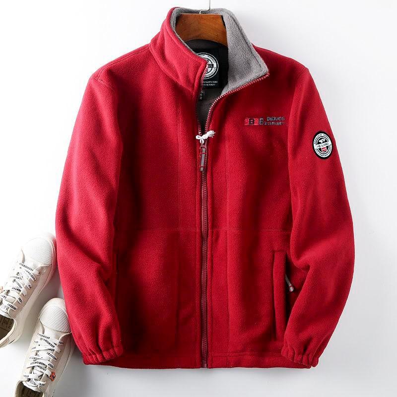 

Куртка осенне-зимняя мужская двухсторонняя хлопковая утепленная куртка теплая повседневная свободная куртка 2XL красный
