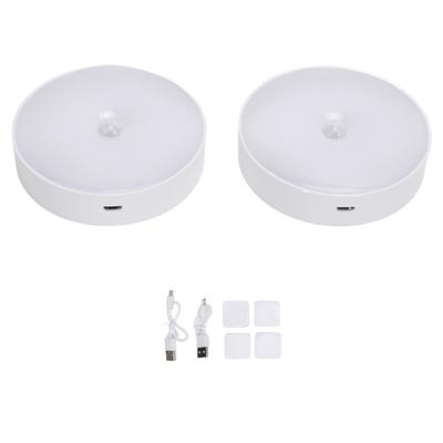 2Pcs LED Motion Sensor Lights USB Rechargeable Multifunction Round Small Motion Sensor Lights for Indoor Home Cabinet