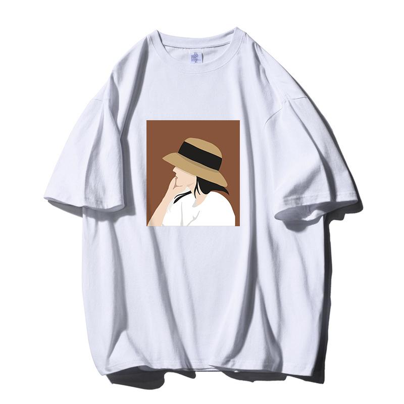 Shellsuning Summer 100% Cotton Soft Printed T-shirts Women 2023 New Fashion Simple O-neck Basic Harajuku Tees Casual Girl Top Female All-match Tops