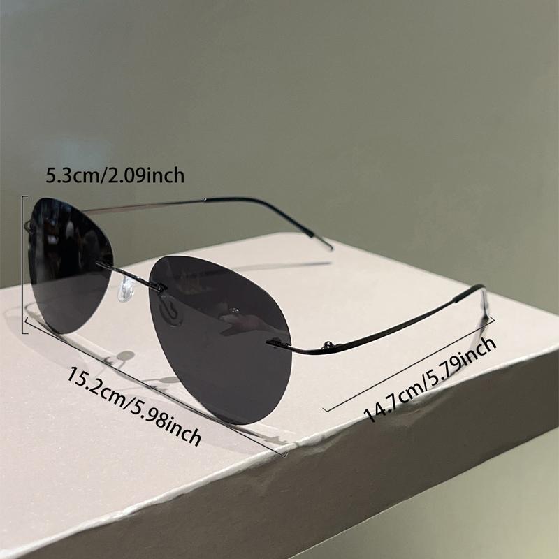 Rimless Pilot Sunglasses Men Fashion Vintage Solid Color Outdoor Shades Women New Trendy Luxury Brand Design Sun Glasses