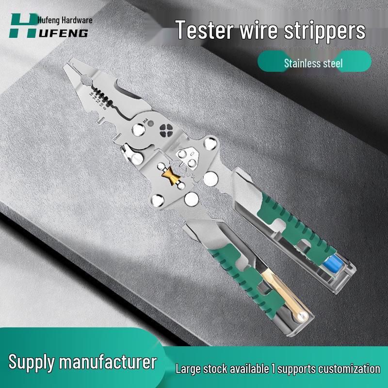 Multi-Function Wire Stripper & Crimping Pliers with Test Pen and Wire Splitter