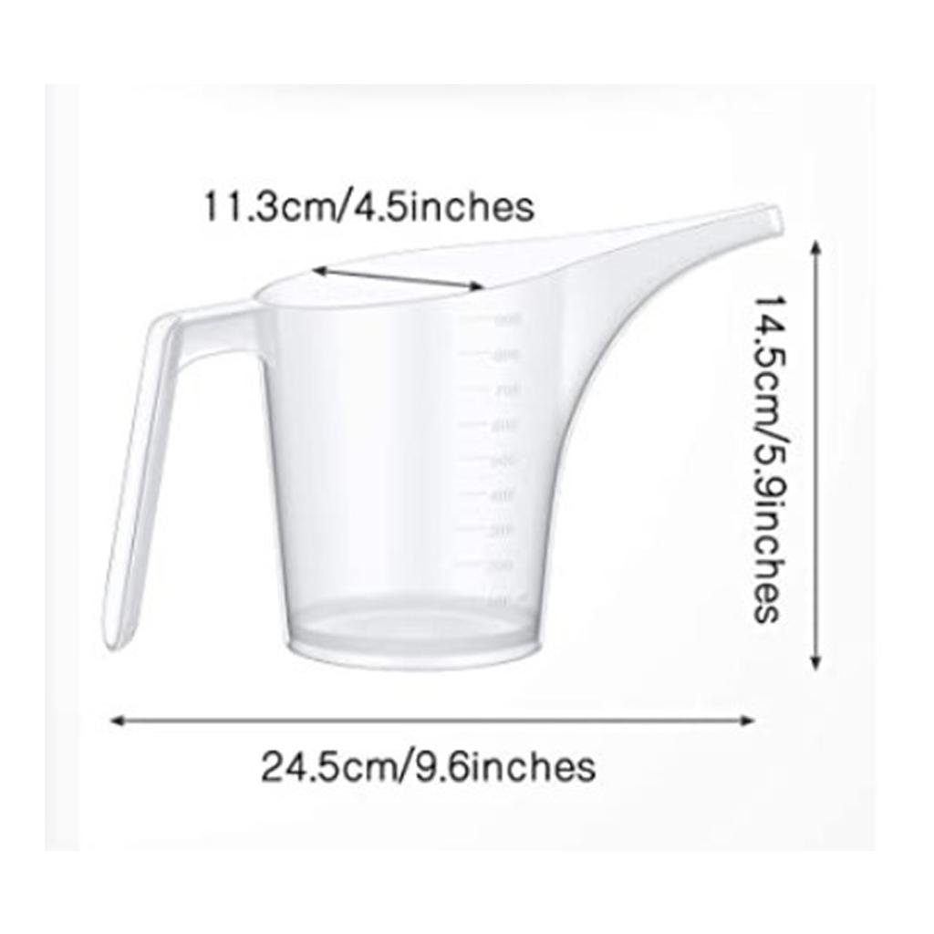 Easy Pour Measuring Cup with Funnel Spout Clear Plastic 1L Pastry Cake Making