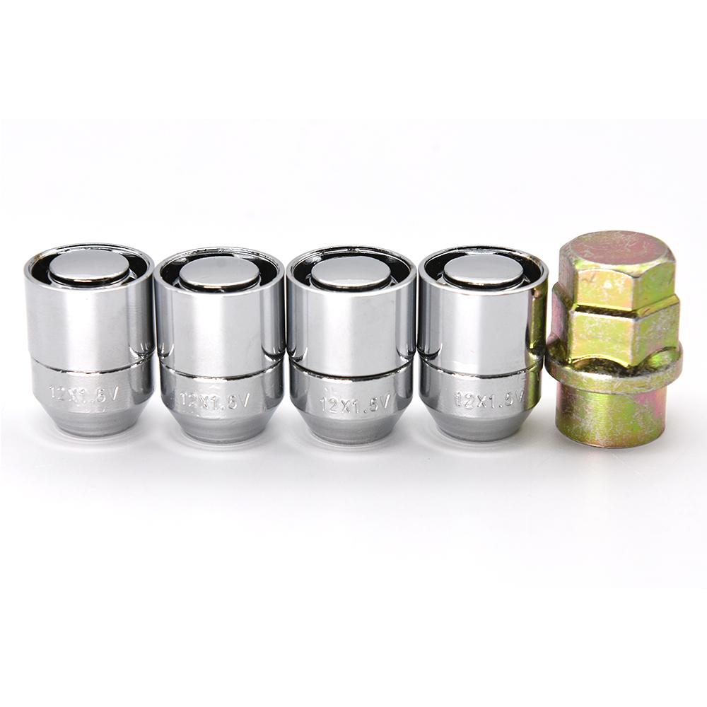 M12x1.5 Wheel Nuts Lock Anti Theft Steel Nuts For Toyota For Honda For Acura US 4+1 Tyre Chrome Socket Wheel Lug Nut Lock