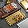 Flat Bottom Tray Korean Style 304 Stainless Steel Rectangular Plate,Thickened Golden Barbecue Plate Vegetable Plate Sushi Plate