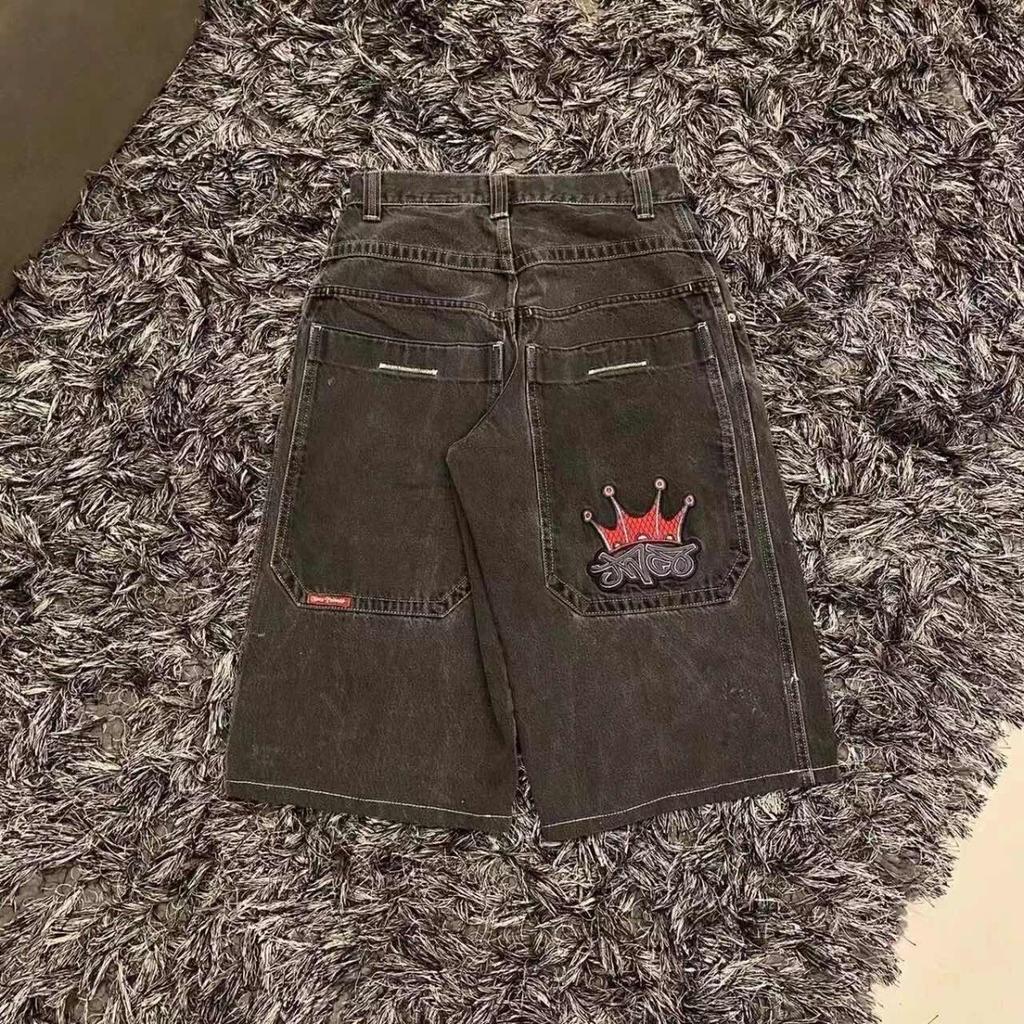 DRIPX Pantaloncini Larghi Y2K Tasche Americane Stampa Denim Pantaloncini da Palestra Anni 2000 Vintage Streetwear Hip Hop Uomo Donna Pantaloncini da Basket