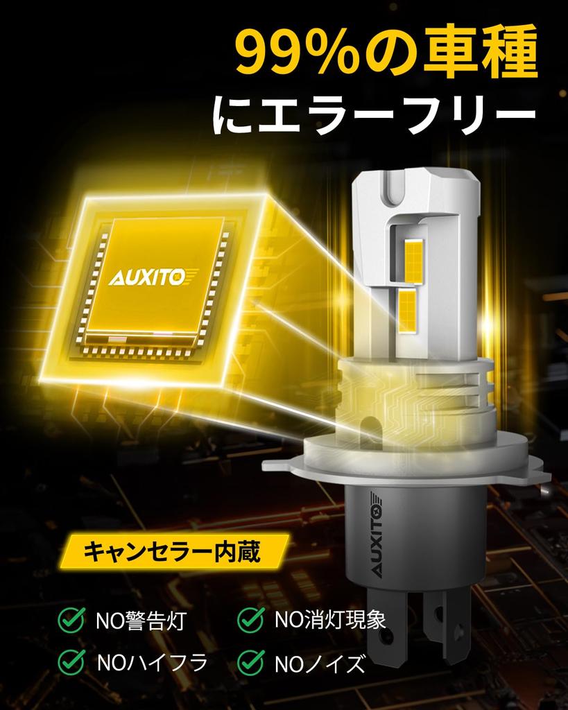 AUXITO H4 LED Headlight, Compatible with Vehicle Inspection, HI/LO Switching, H4 LED, 4x Brightness,