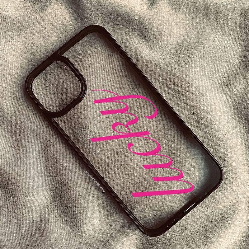 Y2K French English Lucky Phone Case For iPhone 17 16 Pro 15 14 13 12 11 XR XS Max 7 8 Plus Simple Letter Clear Hard Cover Fundas